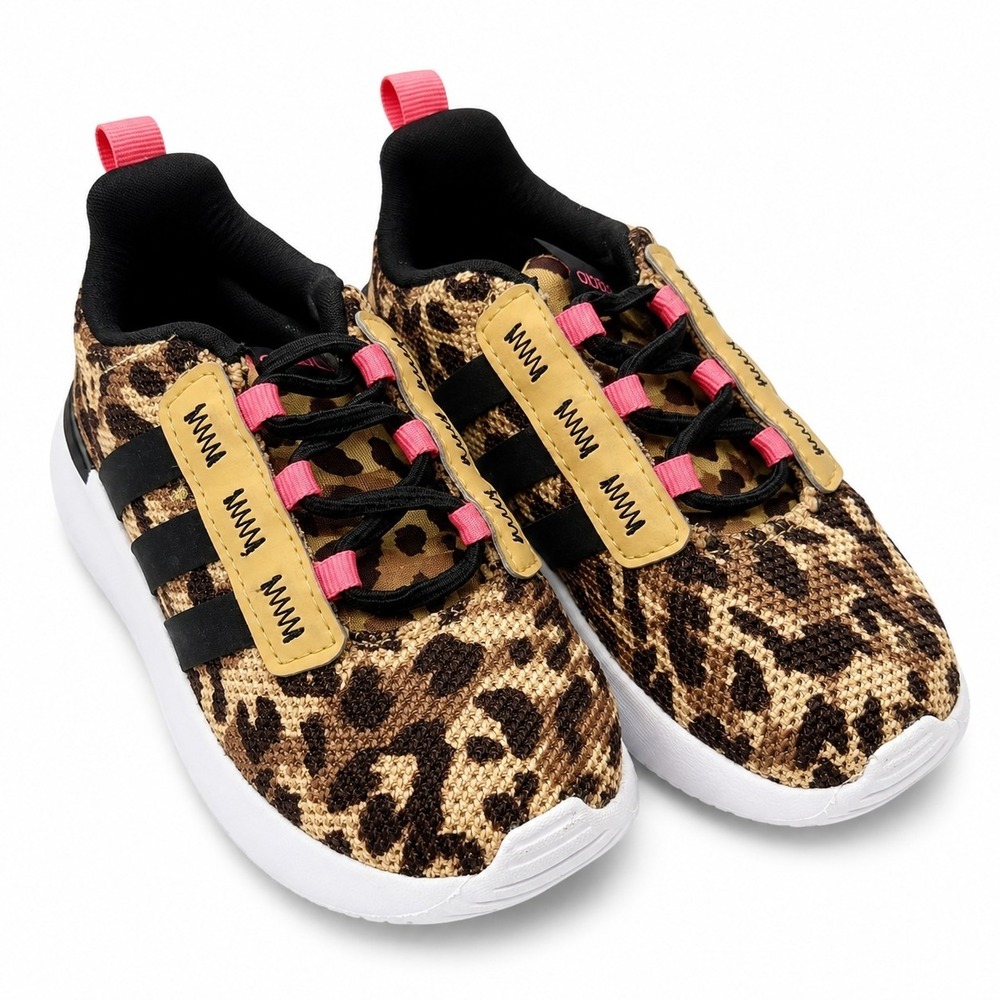 ADIDAS Racer TR21 Sneaker Toddler Girl Sz 7 Leopard Animal Print Black 3-Stripes
